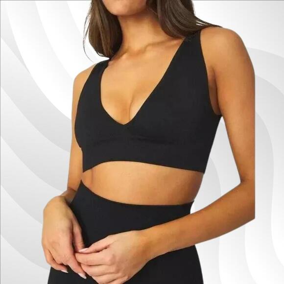 2/$50 WeWoreWhat Black V-Neck Bra Top Size S | Sleek & Supportive - Picture 1 of 7